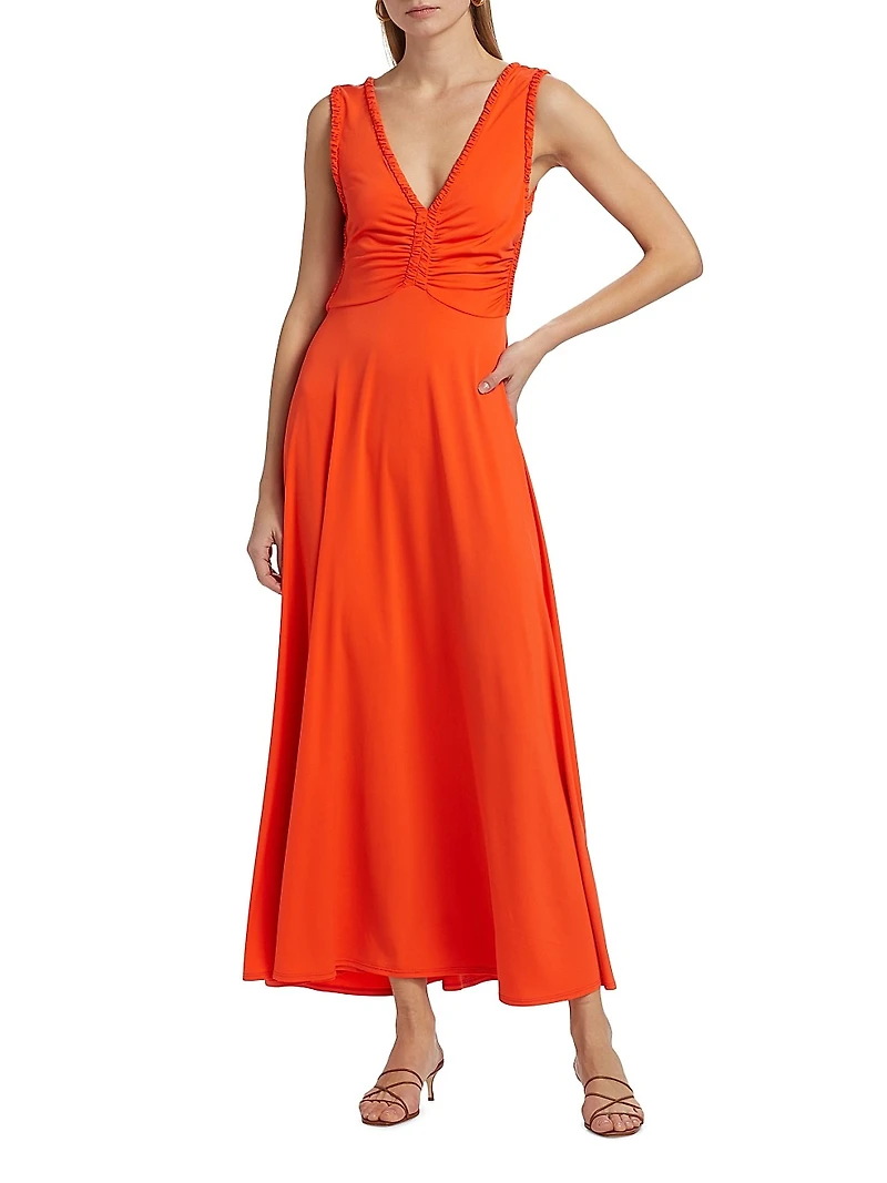 Misha Ruched Jersey Midi-Dress