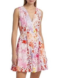 Tia Floral Linen-Blend Minidress