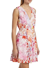 Tia Floral Linen-Blend Minidress