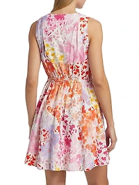 Tia Floral Linen-Blend Minidress