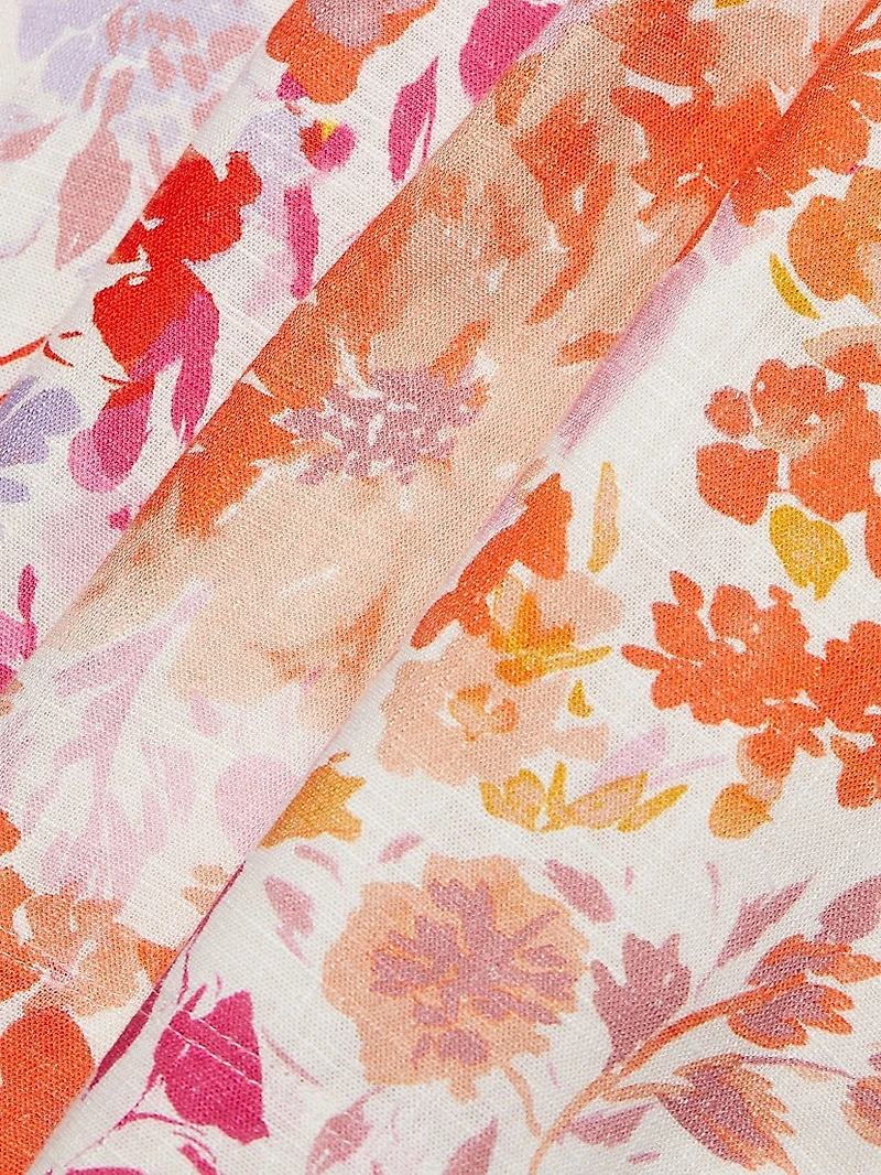 Tia Floral Linen-Blend Minidress