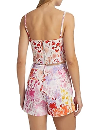Margo Floral Stretch-Linen Crop Top