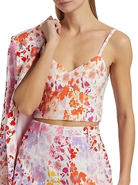Margo Floral Stretch-Linen Crop Top