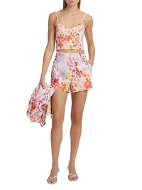 Margo Floral Stretch-Linen Crop Top