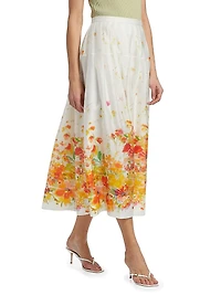 Alexia Floral Organza Midi-Skirt
