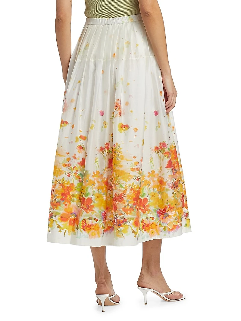 Alexia Floral Organza Midi-Skirt