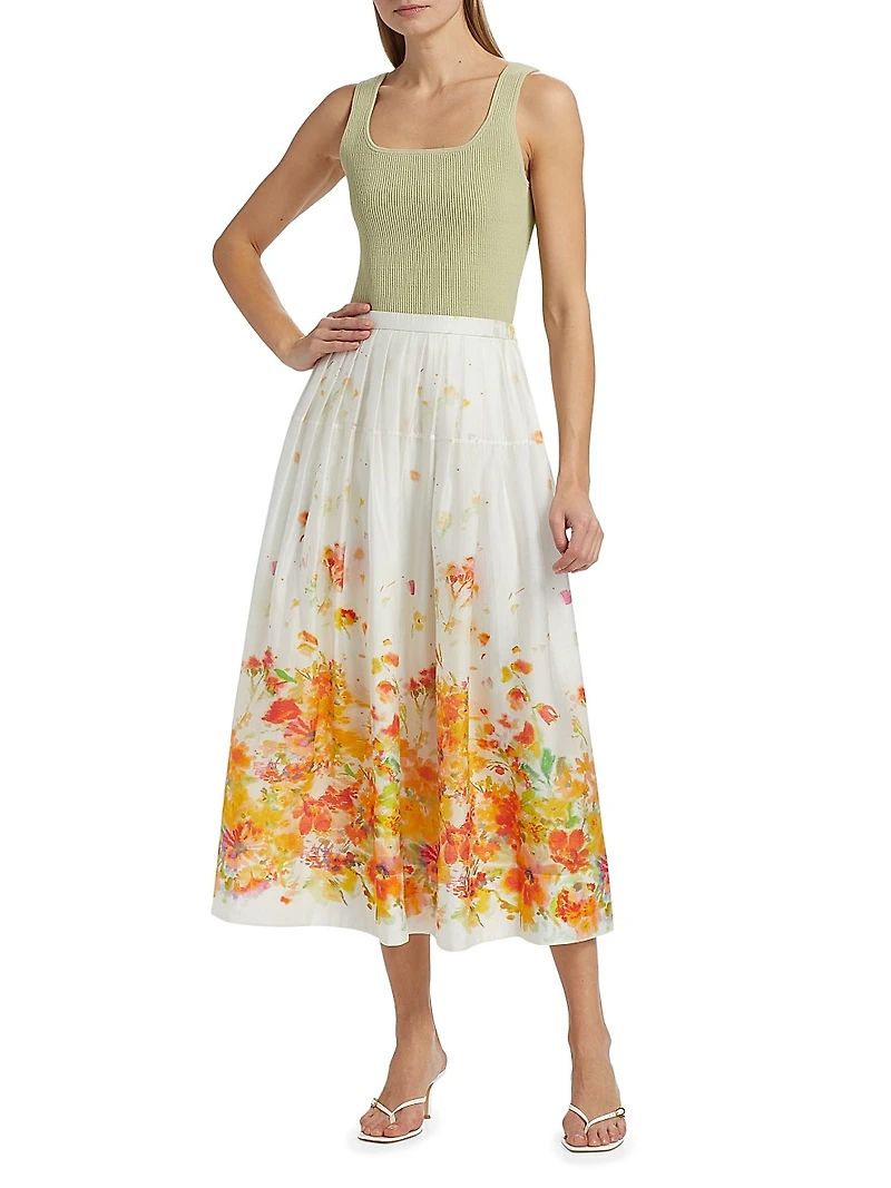 Alexia Floral Organza Midi-Skirt