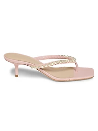 50MM Imitation Pearl-Embellished Leather Sandals