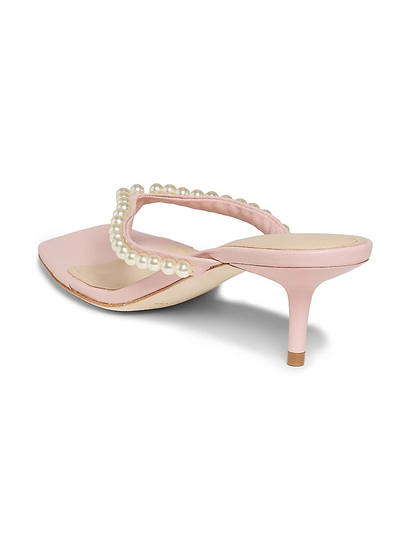 50MM Imitation Pearl-Embellished Leather Sandals