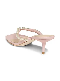 50MM Imitation Pearl-Embellished Leather Sandals