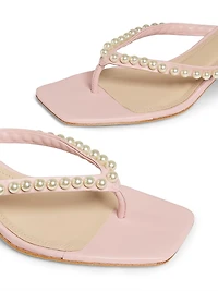 50MM Imitation Pearl-Embellished Leather Sandals