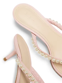 50MM Imitation Pearl-Embellished Leather Sandals
