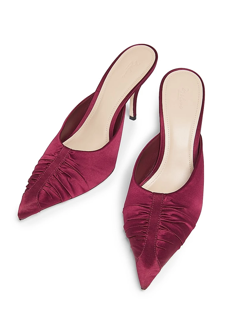 85MM Ruched Satin Mules