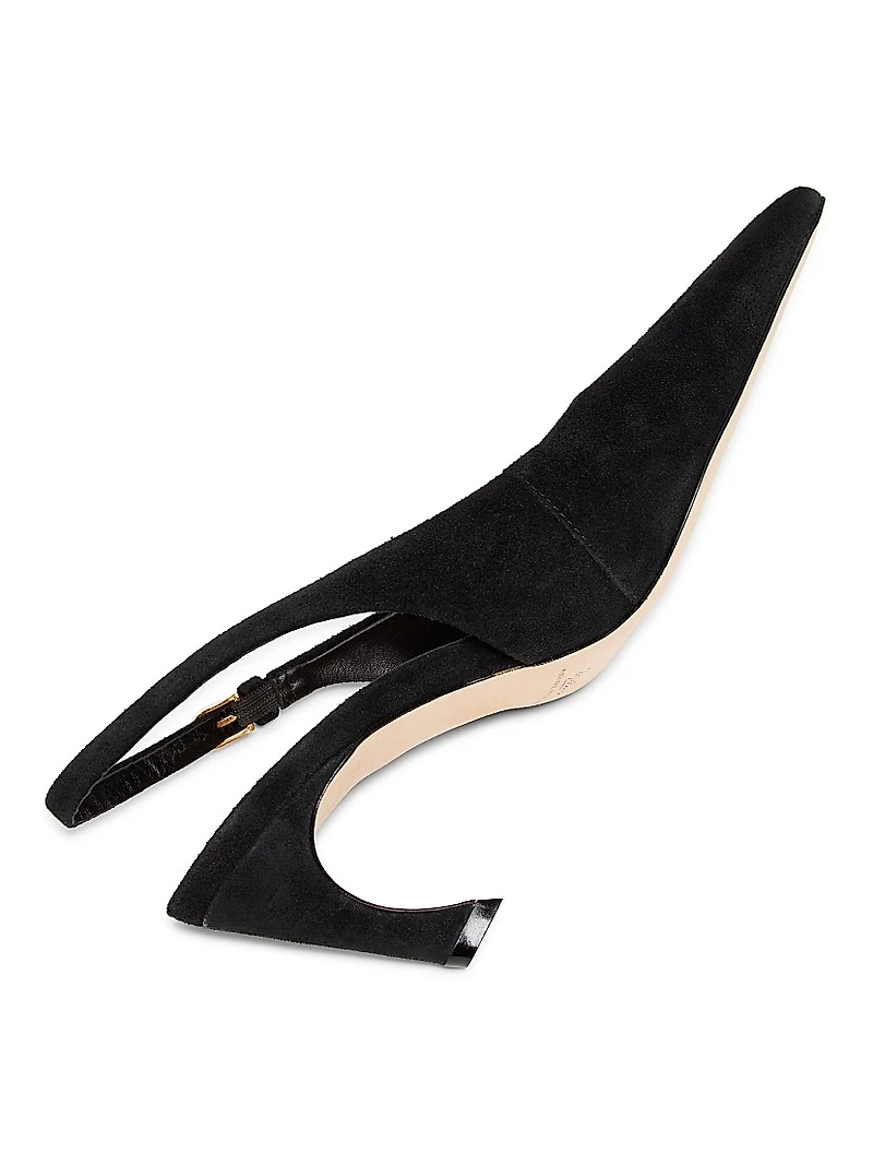 65MM Suede Curved-Heel Pumps