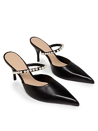 85MM Embellished Leather Mules