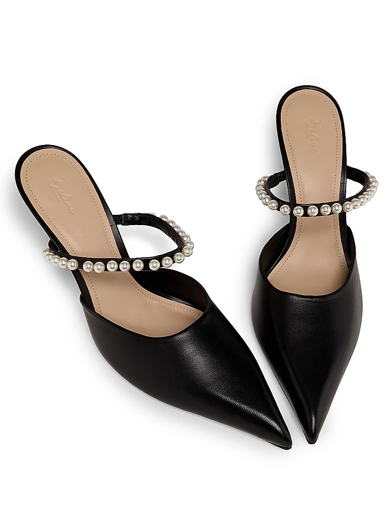85MM Embellished Leather Mules