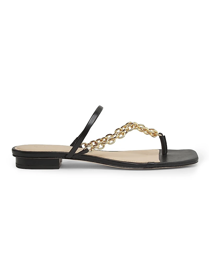Chain-Detailed Leather Sandals