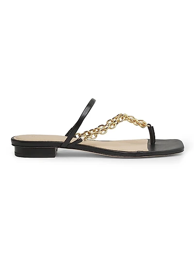 Chain-Detailed Leather Sandals