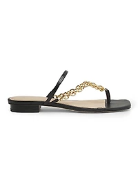 Chain-Detailed Leather Sandals