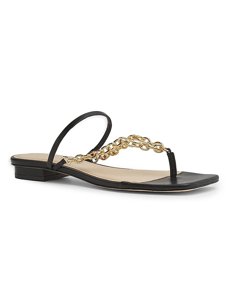Chain-Detailed Leather Sandals