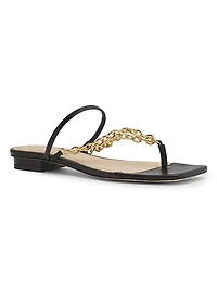 Chain-Detailed Leather Sandals