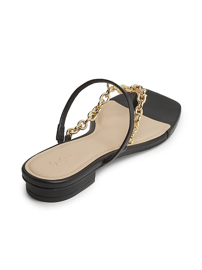 Chain-Detailed Leather Sandals