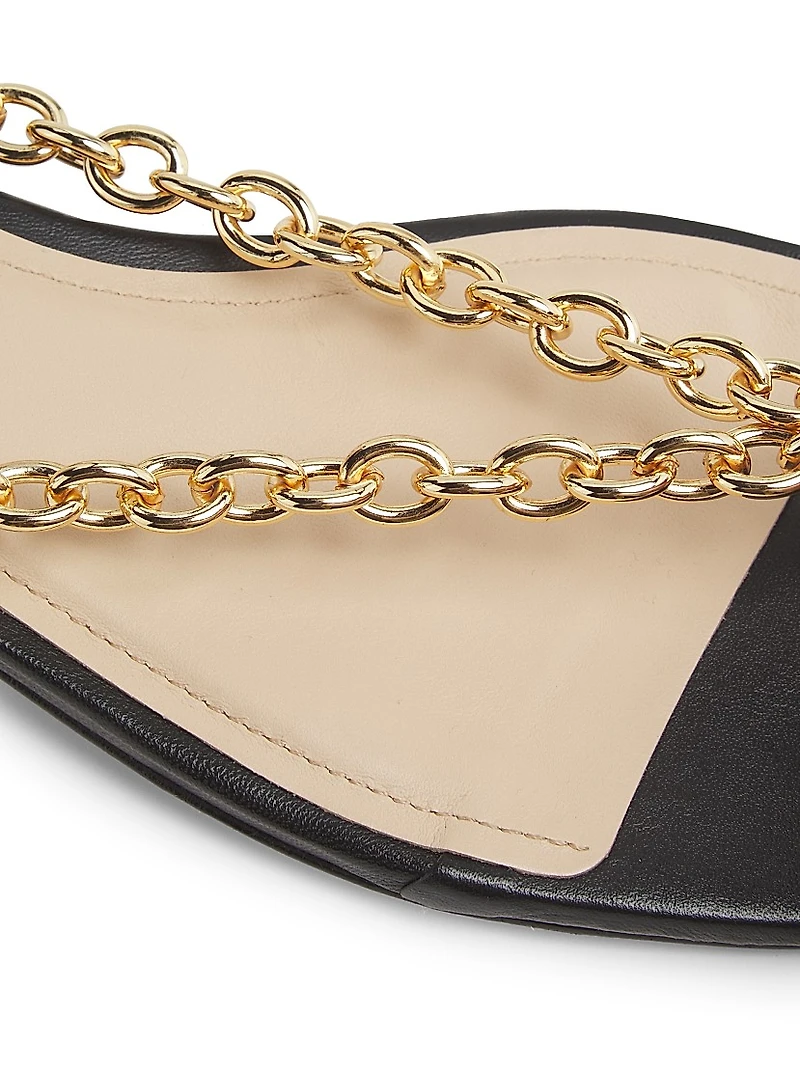 Chain-Detailed Leather Sandals
