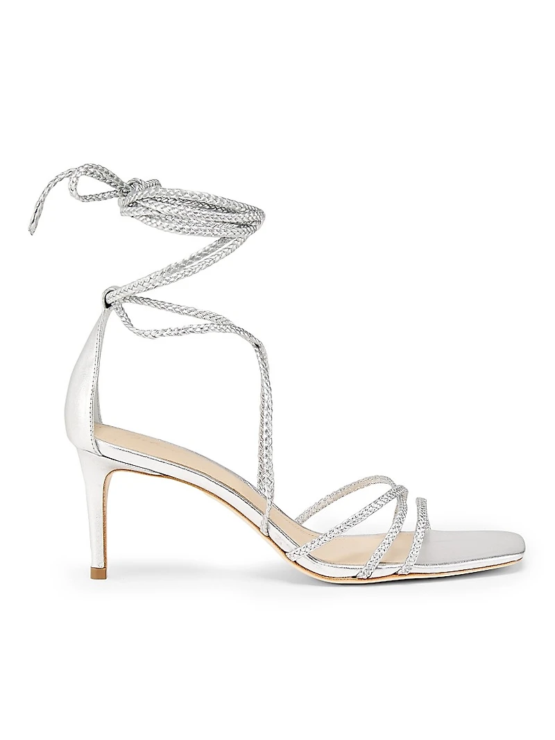 70MM Braided Leather Wrap Sandals