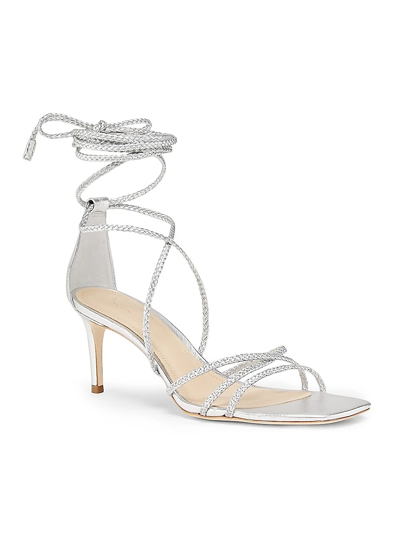 70MM Braided Leather Wrap Sandals