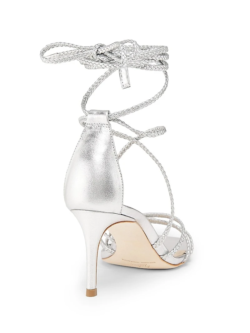 70MM Braided Leather Wrap Sandals
