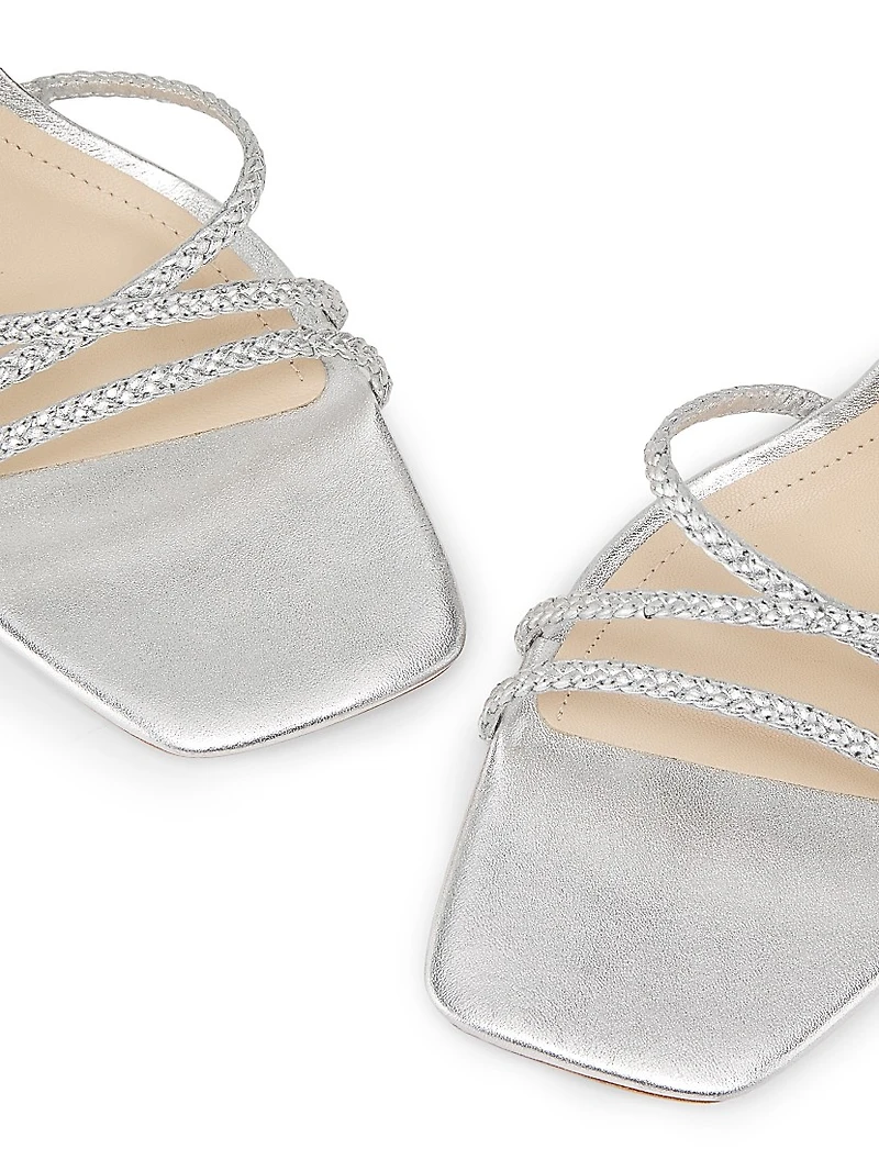 70MM Braided Leather Wrap Sandals