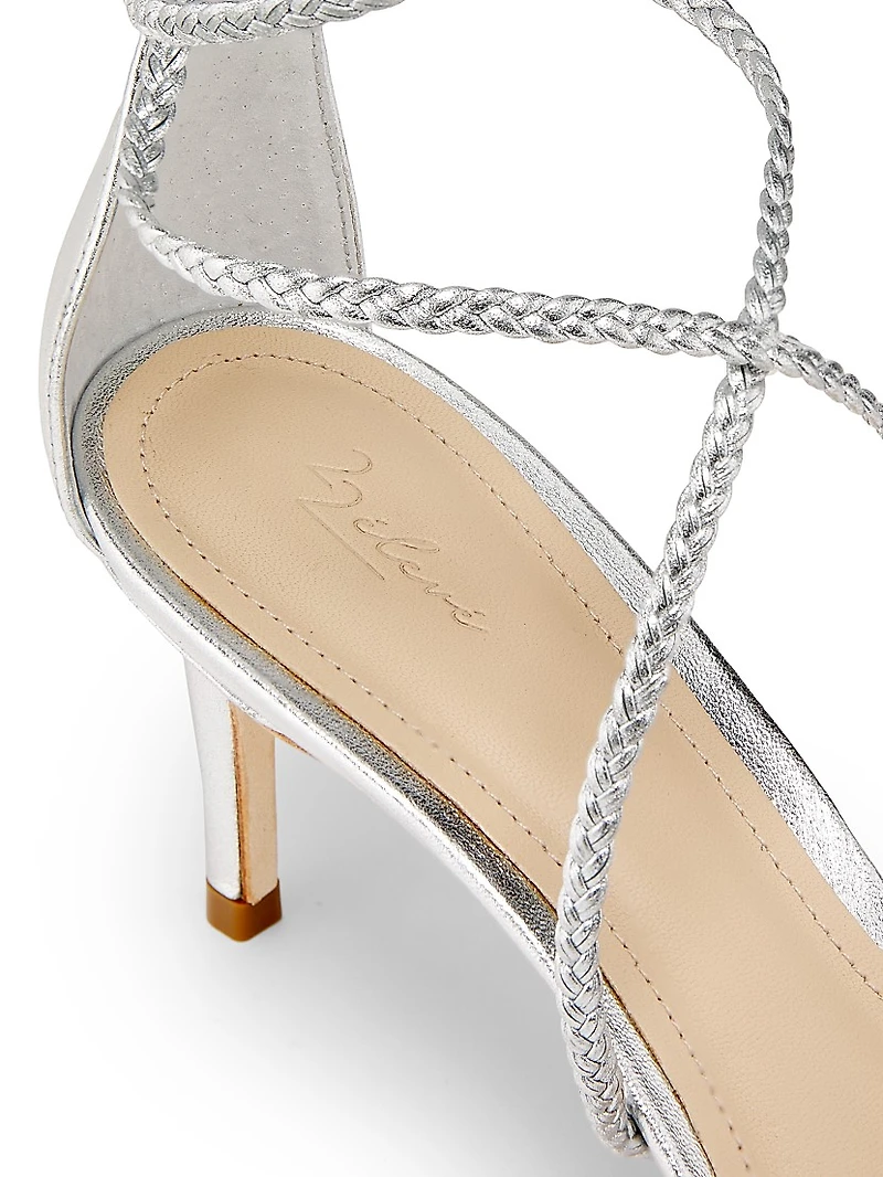 70MM Braided Leather Wrap Sandals