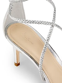 70MM Braided Leather Wrap Sandals