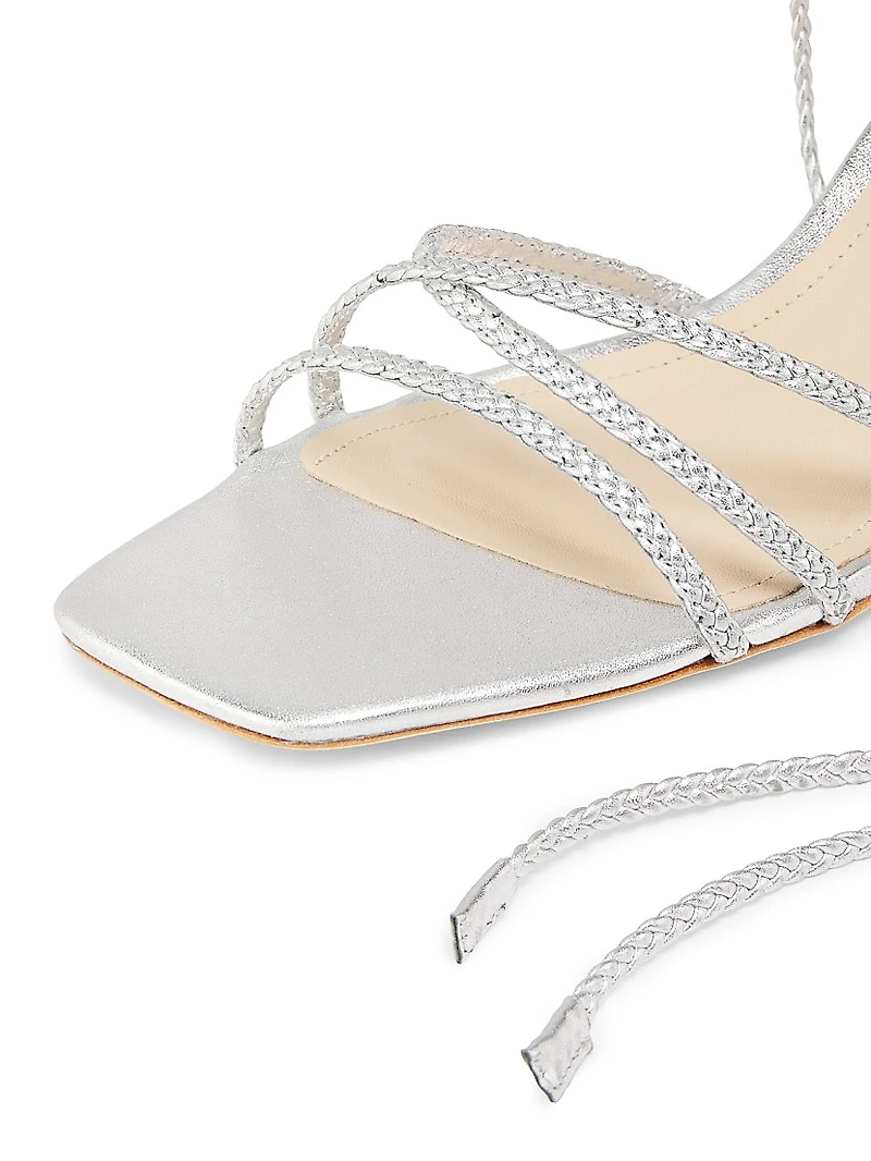 70MM Braided Leather Wrap Sandals