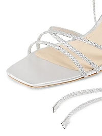 70MM Braided Leather Wrap Sandals