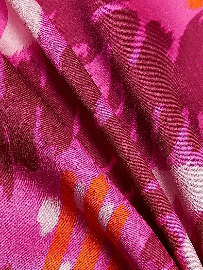 Ezer Abstract Silk One-Shoulder Maxi Dress