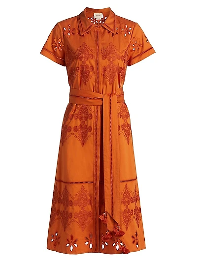 Eva Cotton Eyelet Midi-Shirtdress