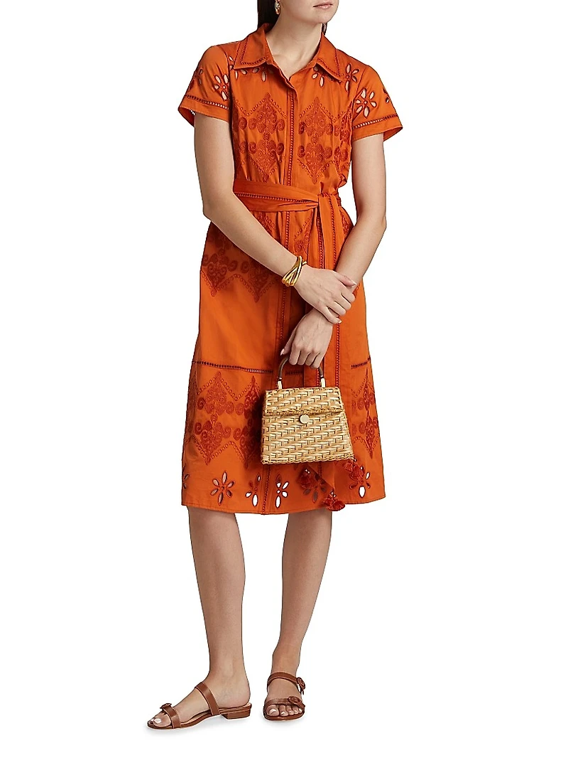 Eva Cotton Eyelet Midi-Shirtdress
