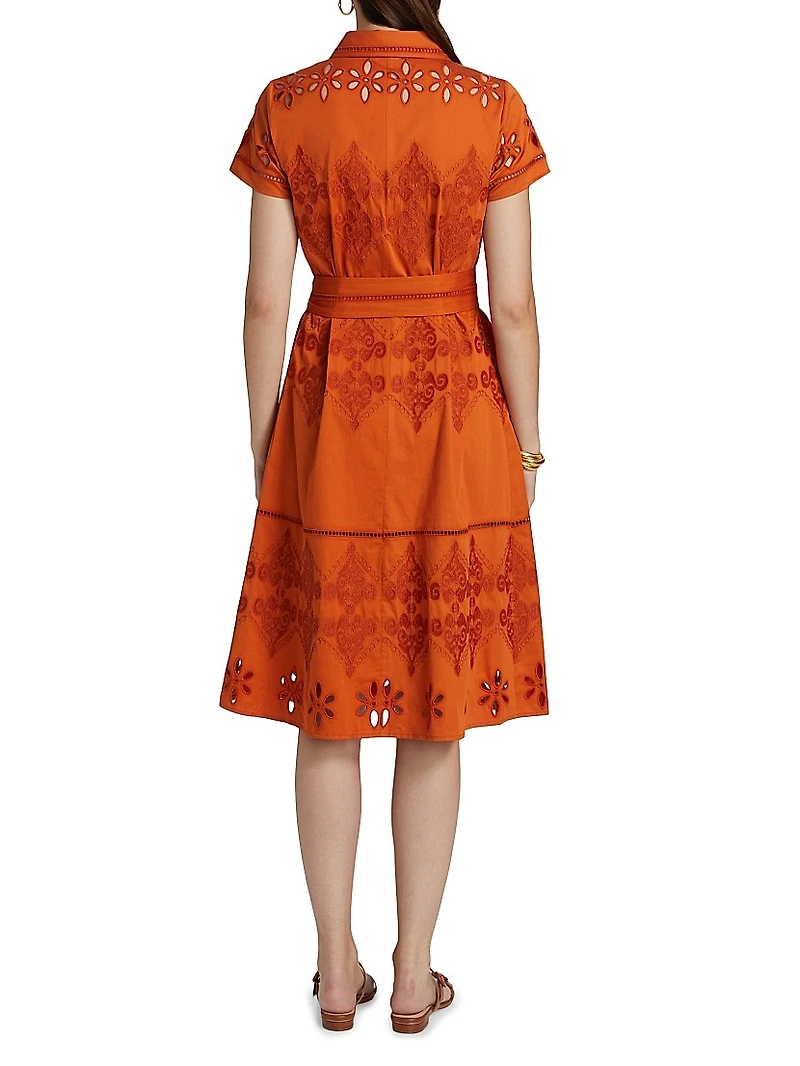 Eva Cotton Eyelet Midi-Shirtdress