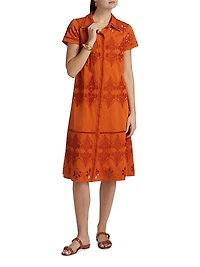 Eva Cotton Eyelet Midi-Shirtdress