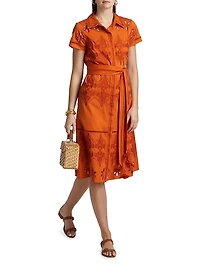 Eva Cotton Eyelet Midi-Shirtdress