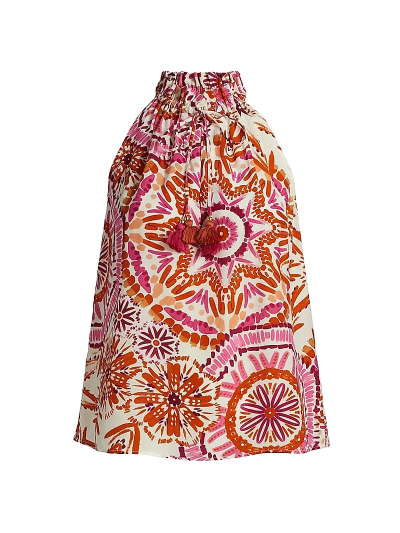 Betty Printed Tieneck Sleeveless Top