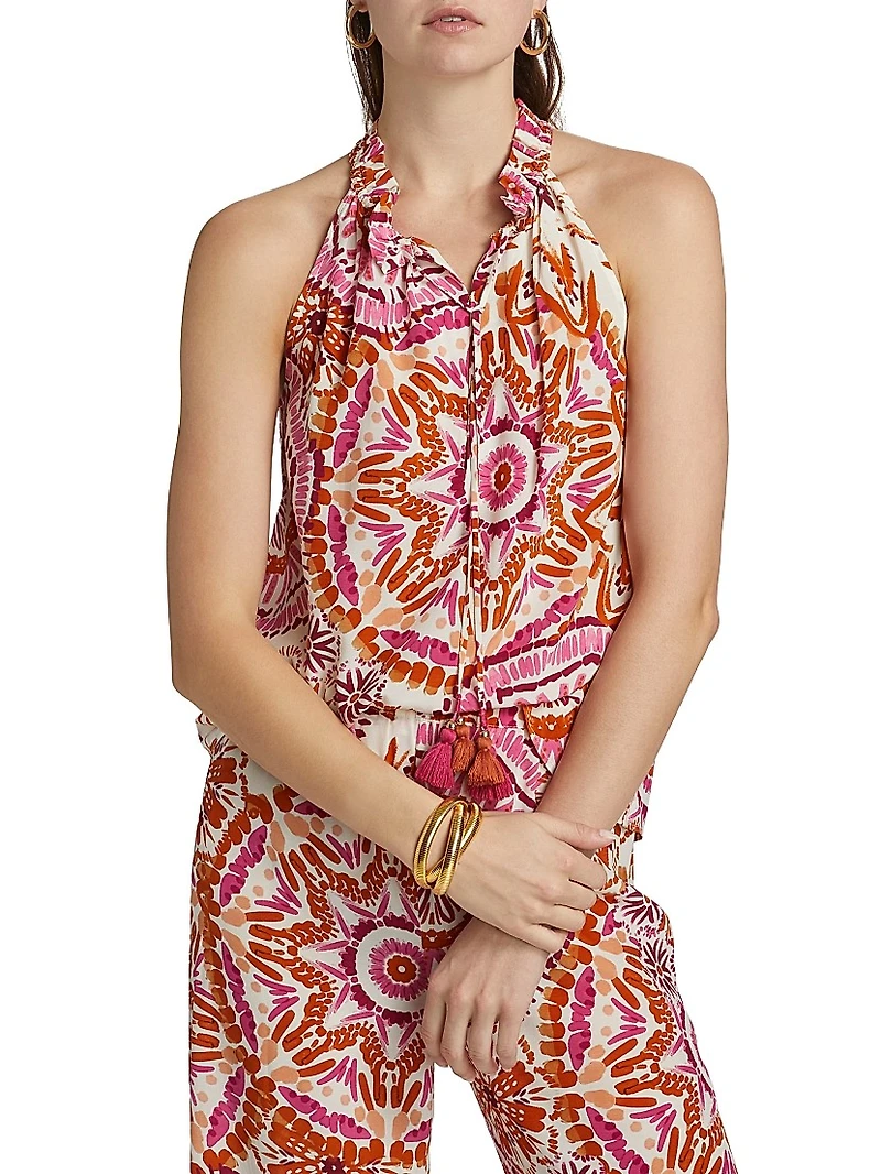 Betty Printed Tieneck Sleeveless Top