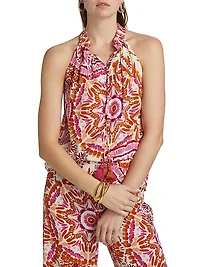 Betty Printed Tieneck Sleeveless Top
