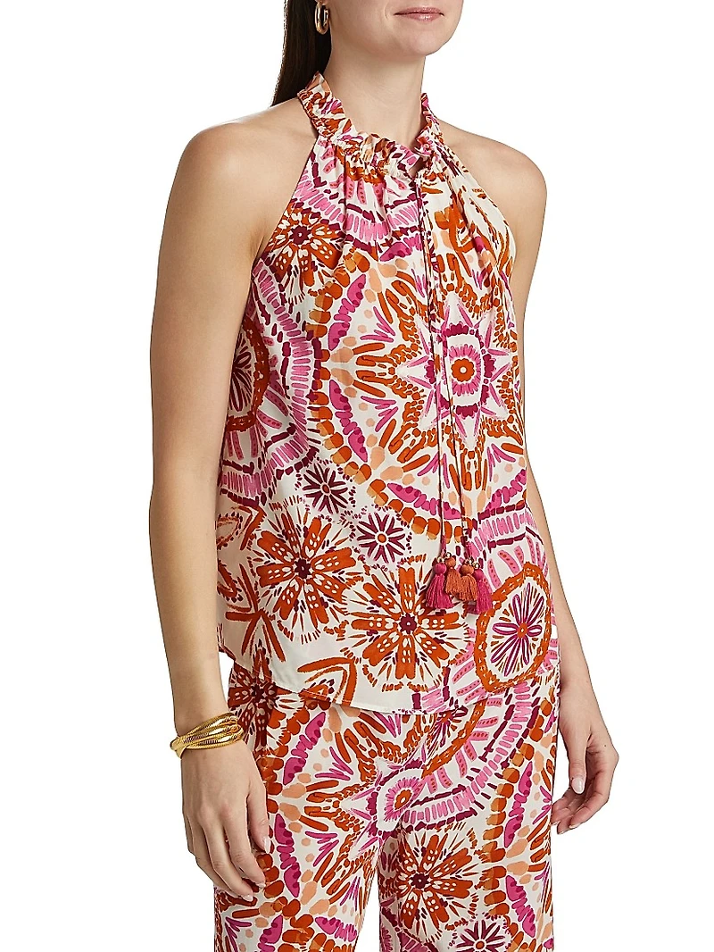 Betty Printed Tieneck Sleeveless Top