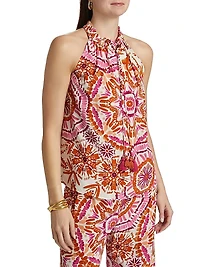Betty Printed Tieneck Sleeveless Top