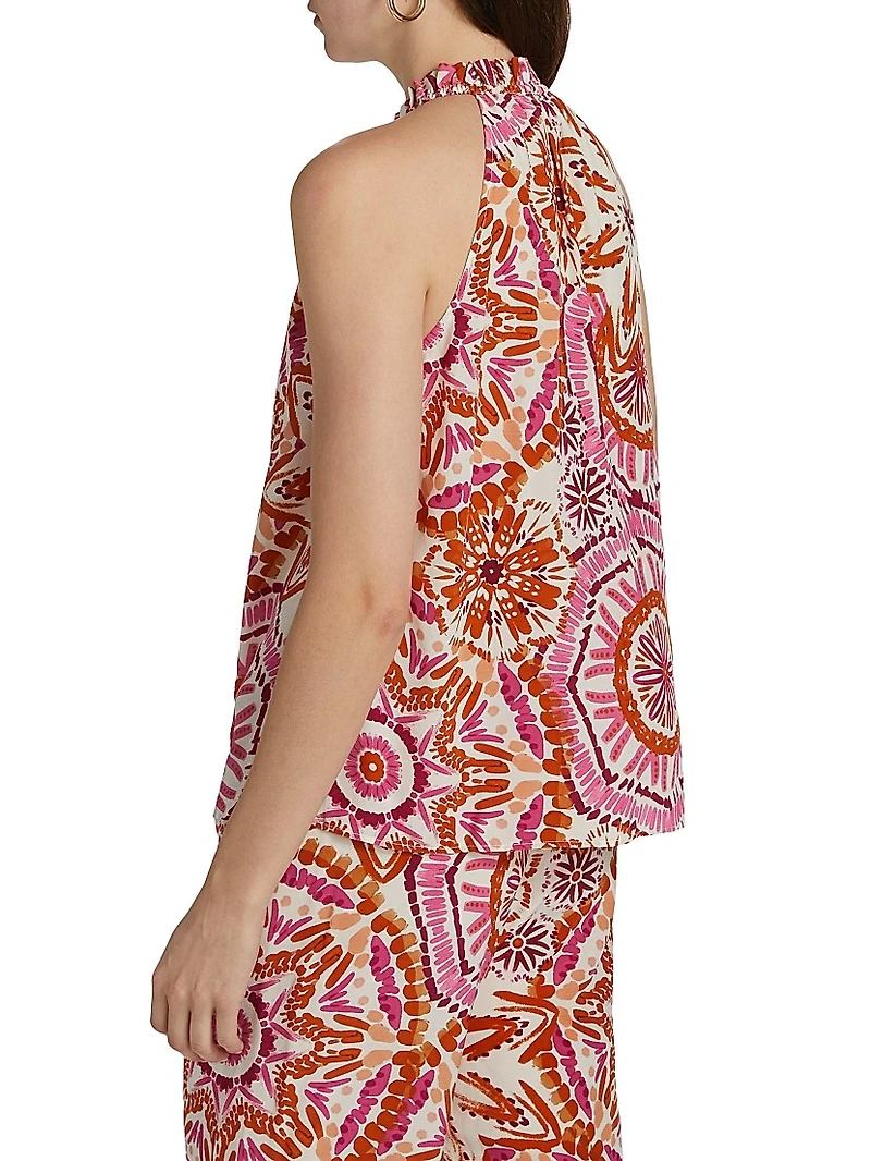 Betty Printed Tieneck Sleeveless Top