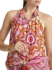 Betty Printed Tieneck Sleeveless Top