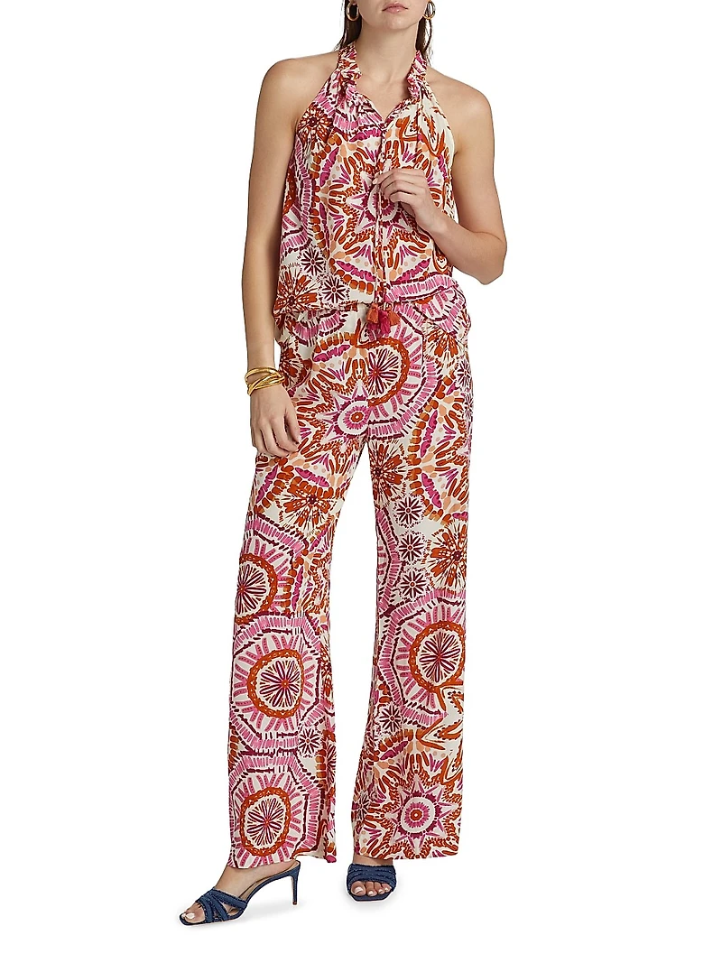 Betty Printed Tieneck Sleeveless Top