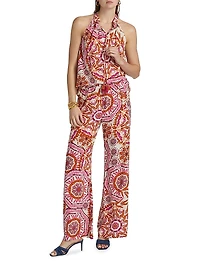 Betty Printed Tieneck Sleeveless Top